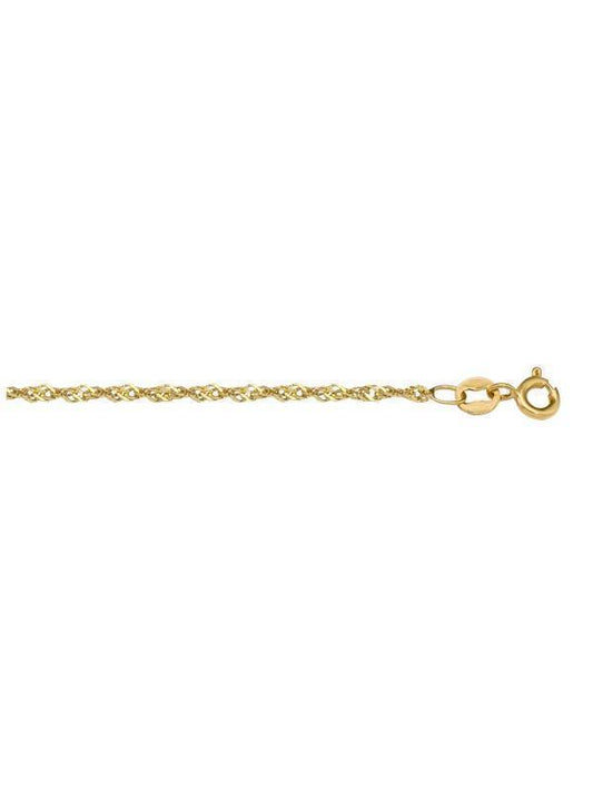 10k Yellow Gold 1.3 mm Singapore Light Gold Plated Italian Chain