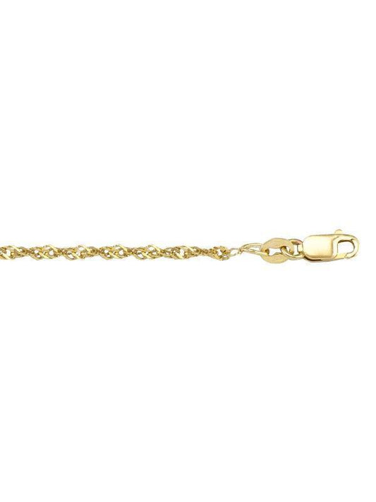 10k Yellow Gold 1.7 mm Singapore Light Gold Plated Italian Chain