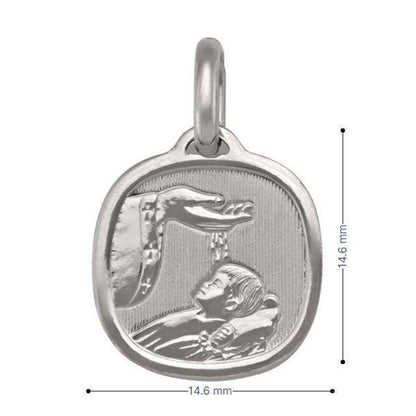 10, 14, 18 Karat White Gold Solid Baptism Medalion