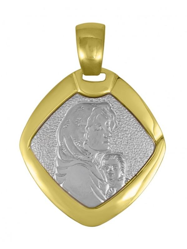 18 Karat Two Tone Solid Madonna Gold Medalion.