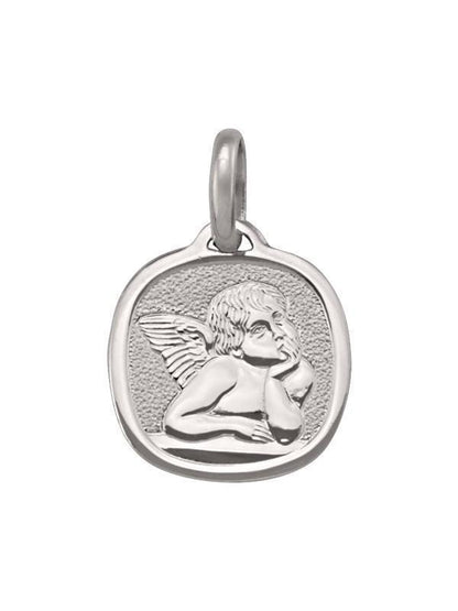 10, 14 Karat White Gold Solid Angel Medalion