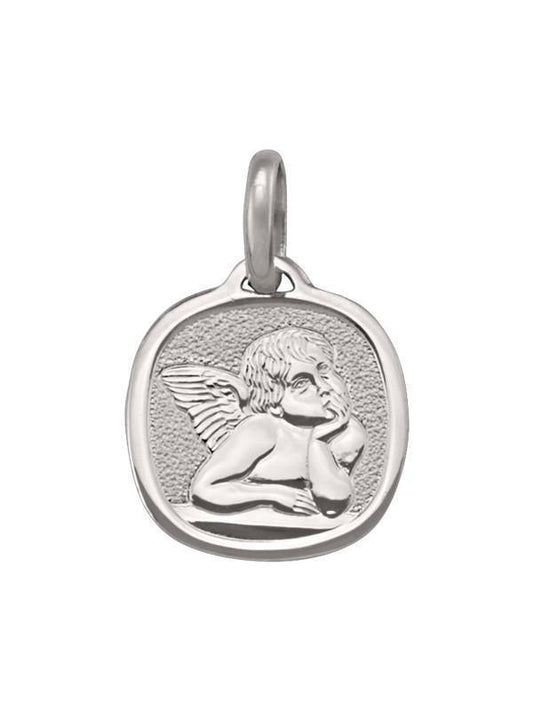 10, 14 Karat White Gold Solid Angel Medalion