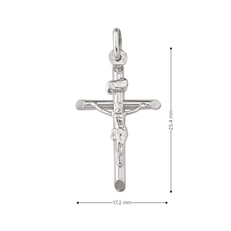 10k, 14k, 18k White Gold Religious Italian Cross with Crucifix