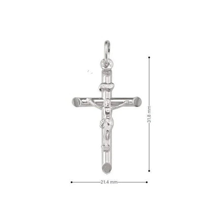 10k, 14k, 18k White Gold Religious Italian Cross With Crucifix