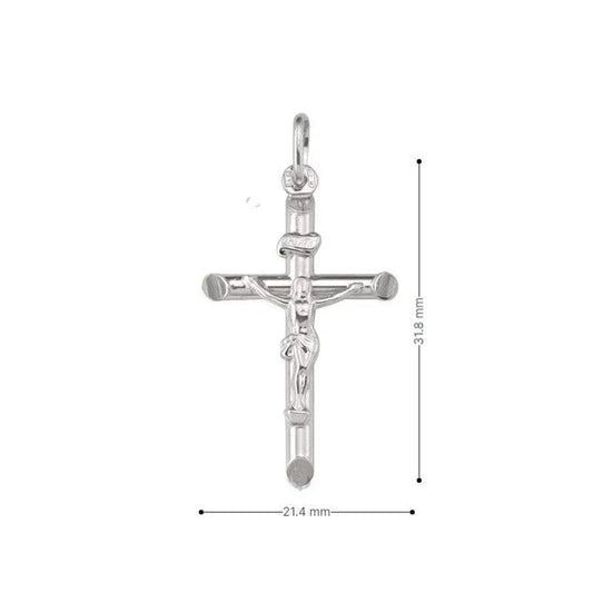 10k, 14k, 18k White Gold Religious Italian Cross With Crucifix