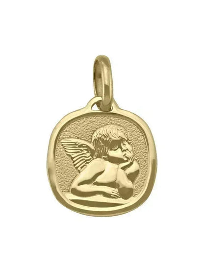 10, 14 Karat Yellow Gold Solid Angel Medallion