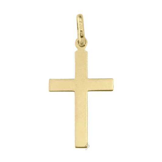 10, 14 Karat Yellow Gold Religious Italian Classic Flat Cross