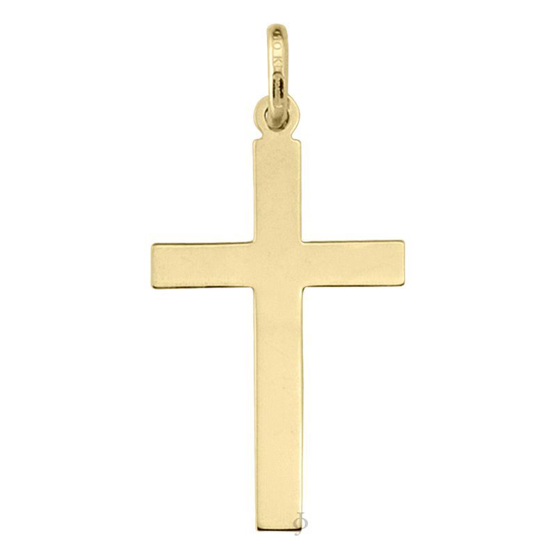 10, 14 Karat Yellow Gold Religious Italian Classic Flat Cross