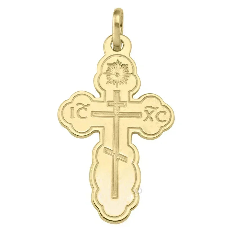 10, 14 Karat Yellow Gold Religious Classic Italian Catholic Cross