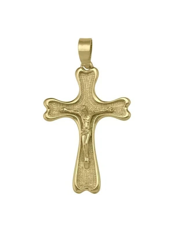 10k, 14k Yellow Gold Solid Religious Italian Cross with Crucifix