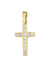 18k Yellow Gold Religious Classic Italian Cross With CZ Stone
