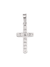18k White Gold Small Religious Classic Italian Cross With CZ Stone