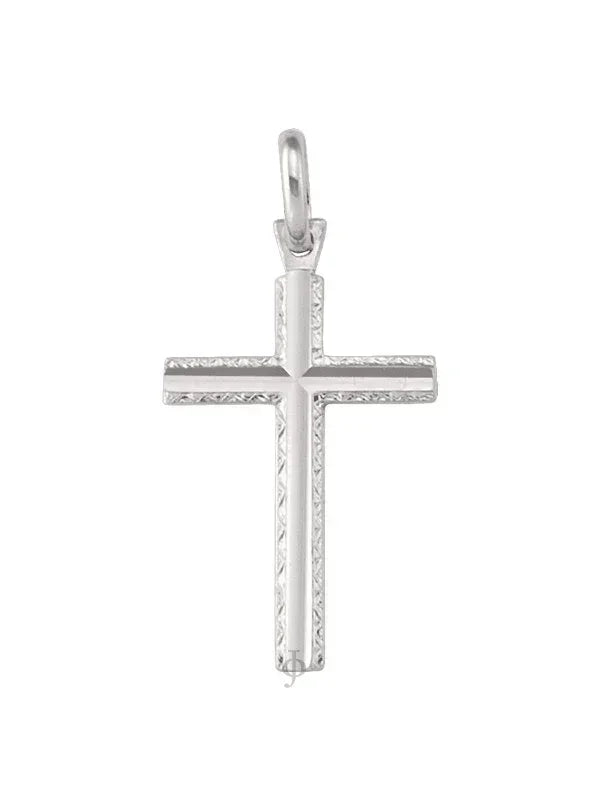 10, 14 Karat White Gold Religious Classic Italian Cross