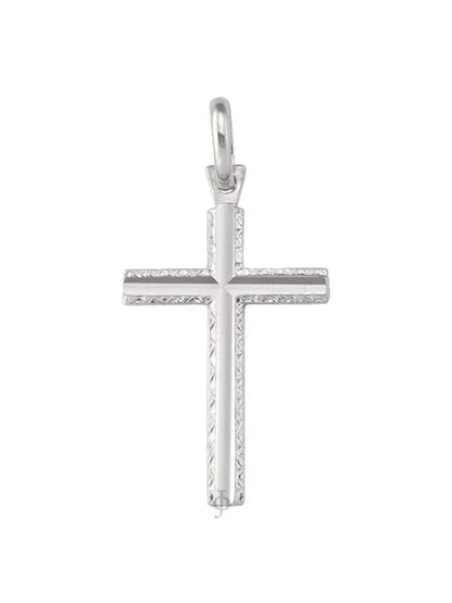 10, 14 Karat White Gold Religious Classic Italian Cross