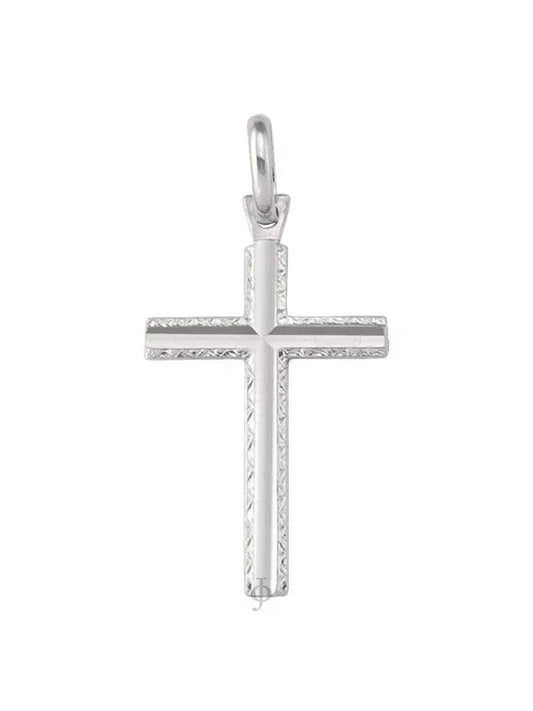 10, 14 Karat White Gold Religious Classic Italian Cross