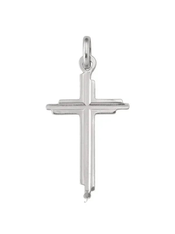 10, 14 Karat White Gold Religious Classic Italian Cross