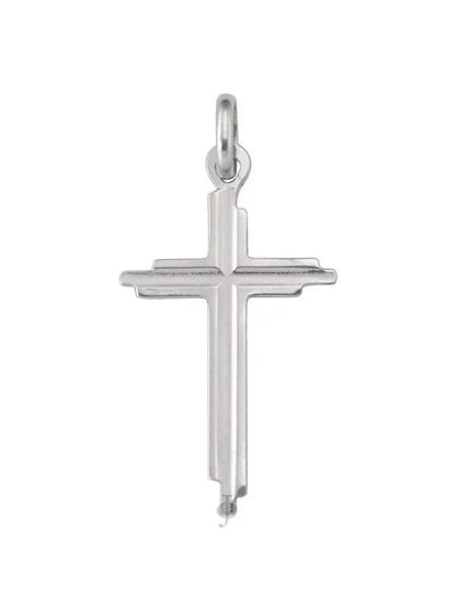 10, 14 Karat White Gold Religious Classic Italian Cross