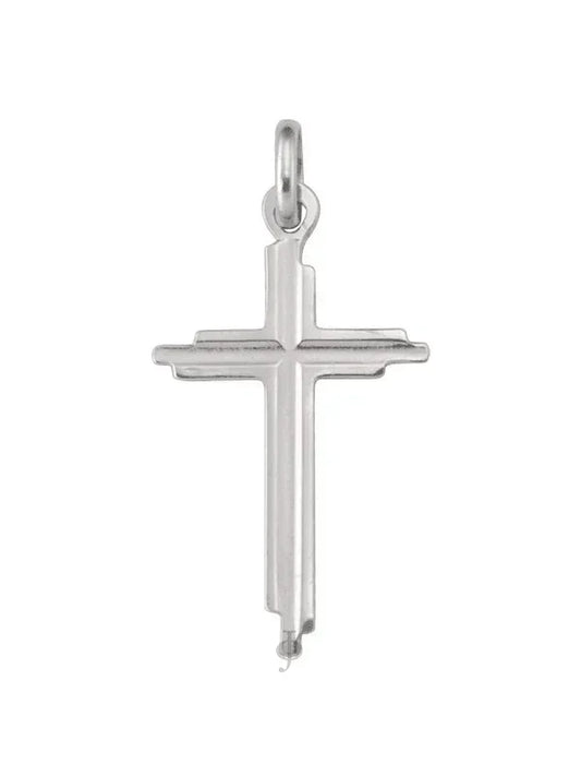 10, 14 Karat White Gold Religious Classic Italian Cross