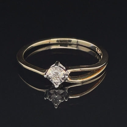 0.05 Carat Diamond Solitaire Ring In 10K Yellow Gold