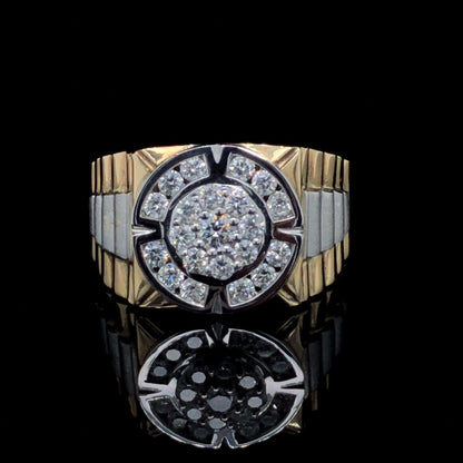14K Yellow & White Gold 1.00TDW Watch Band Style Mens Ring