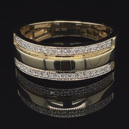 10K Yellow Gold 0.10TDW Diamond Men's Band
