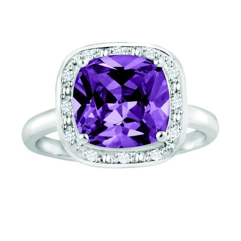 Ring Feb February Birthstone Ring with Diamond Accent set in Sterling Silver 87 ...