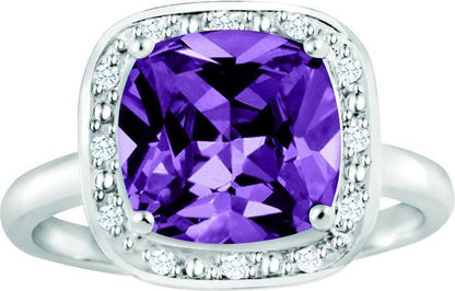 February Birthstone Ring with Diamond Accent set in Sterling Silver 8765029