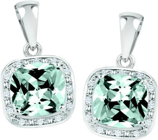 March Birthstone Earring with Diamond Accent set in Sterling Silver 8465039