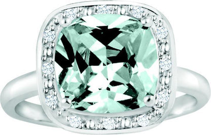 March Birthstone Ring with Diamond Accent set in Sterling Silver 8765039