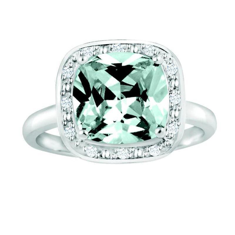 March Birthstone Ring with Diamond Accent set in Sterling Silver 8765039