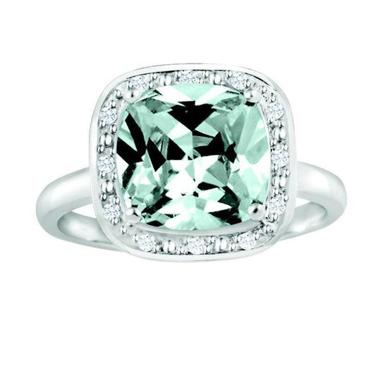 March Birthstone Ring with Diamond Accent set in Sterling Silver 8765039