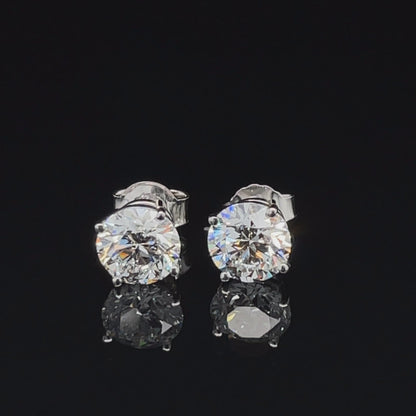 2.18CT Lab Grown Diamond Solitaire Stud Earrings in 14K White Gold