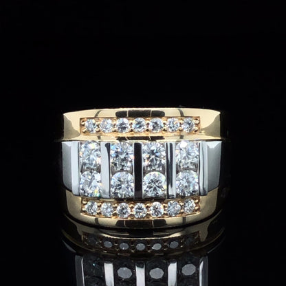 14K Yellow and White Gold 1.50TDW Diamond Men's Ring