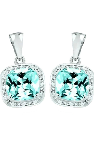 December Birthstone Earring with Diamond Accent set in Sterling Silver