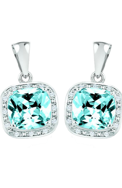 December Birthstone Earring with Diamond Accent set in Sterling Silver 8465129