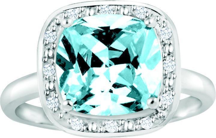 December Birthstone Ring with Diamond Accent set in Sterling Silver