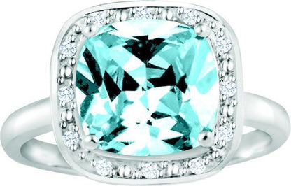 December Birthstone Ring with Diamond Accent set in Sterling Silver