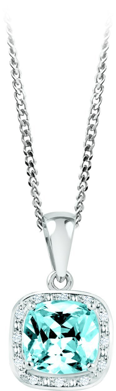 December Birthstone Pendant with Diamond Accent set in Sterling Silver