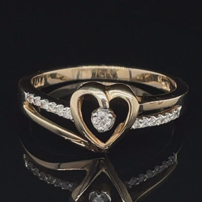0.09 Carat Diamond Solitaire Heart Ring In 10K Yellow Gold