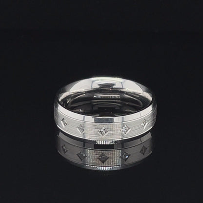 10k White Gold Ladies Princess Cut Diamond Band With 0.12TDW