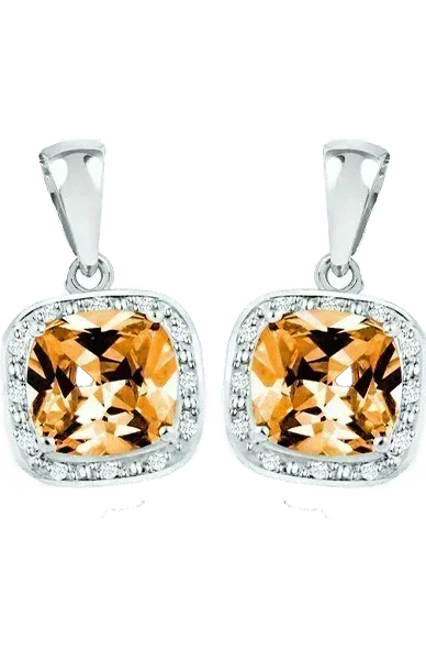 November Birthstone Earring with Diamond Accent set in Sterling Silver