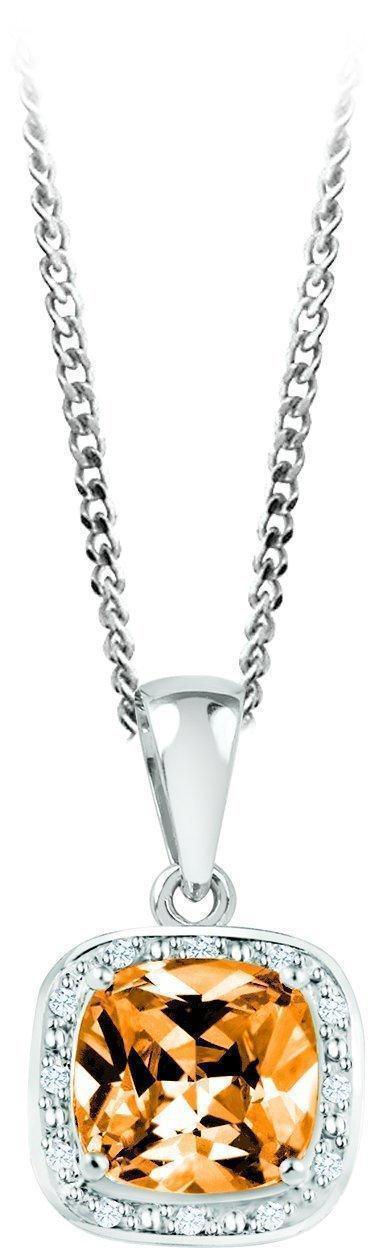 November Birthstone Pendant with Diamond Accent set in Sterling Silver