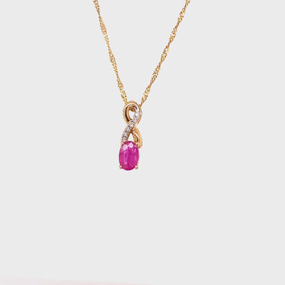 July Birthstone Pendant With 0.03TDW Diamond Accent Set in 10K Yellow Gold