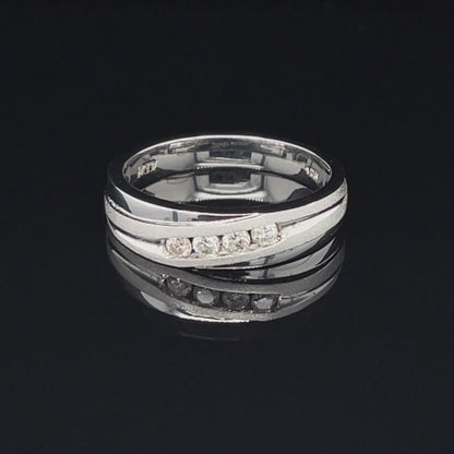 10k White Gold Ladies Round Diamond Wedding Band With 0.15TDW
