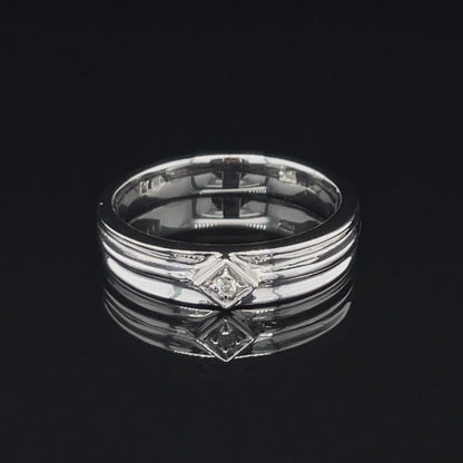 0.02TDW 10K White Gold Diamond Women's Wedding Band