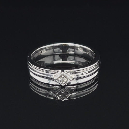 0.02TDW 10K White Gold Diamond Women's Wedding Band