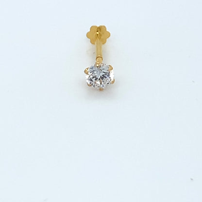 18K Yellow Gold 3.2mm CZ Screw Back Nose Pin