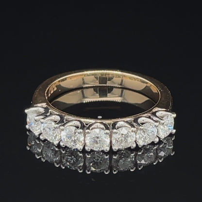 14K Yellow and White Gold 1.0CT Diamond Claw Set Anniversary Band