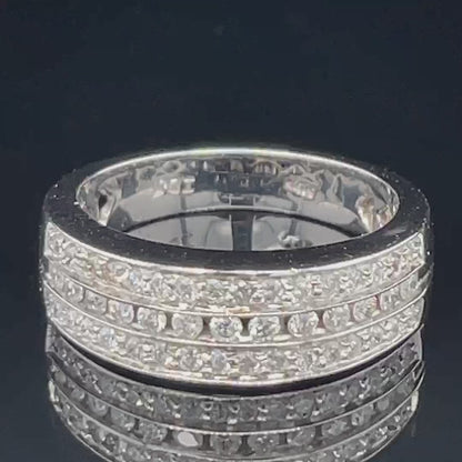 0.60 Ct TDW Multi Diamond 14K White Gold Anniversary Band