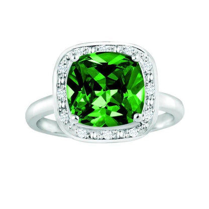 May Birthstone Ring with Diamond Accent set in Sterling Silver 8765059